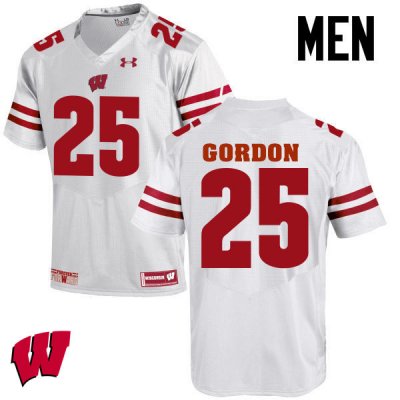 Men's Wisconsin Badgers NCAA #25 Melvin Gordon White Authentic Under Armour Stitched College Football Jersey OG31S26PI